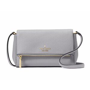 New Kate Spade Leila Mini Zip Crossbody Pebble Leather Mountain Grey
